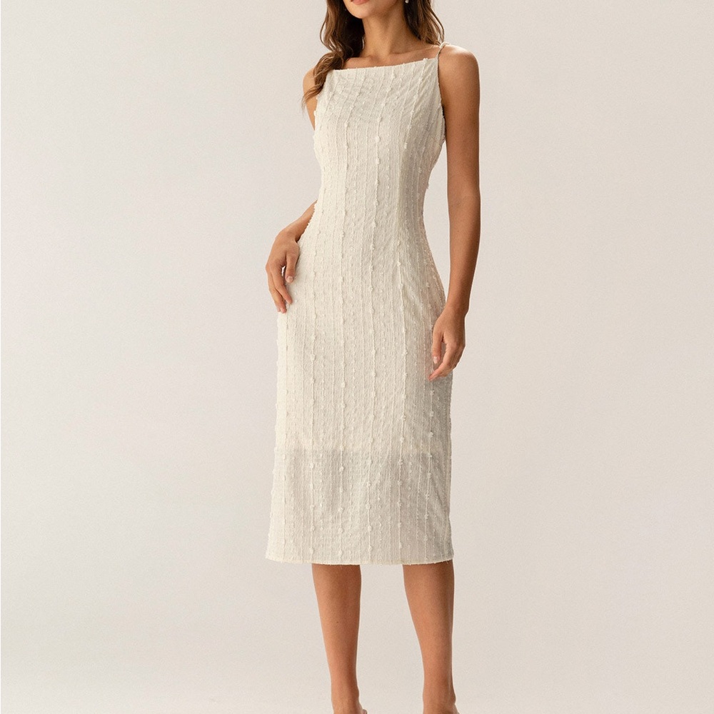RIHOAS Cream Textured Maxi Dress